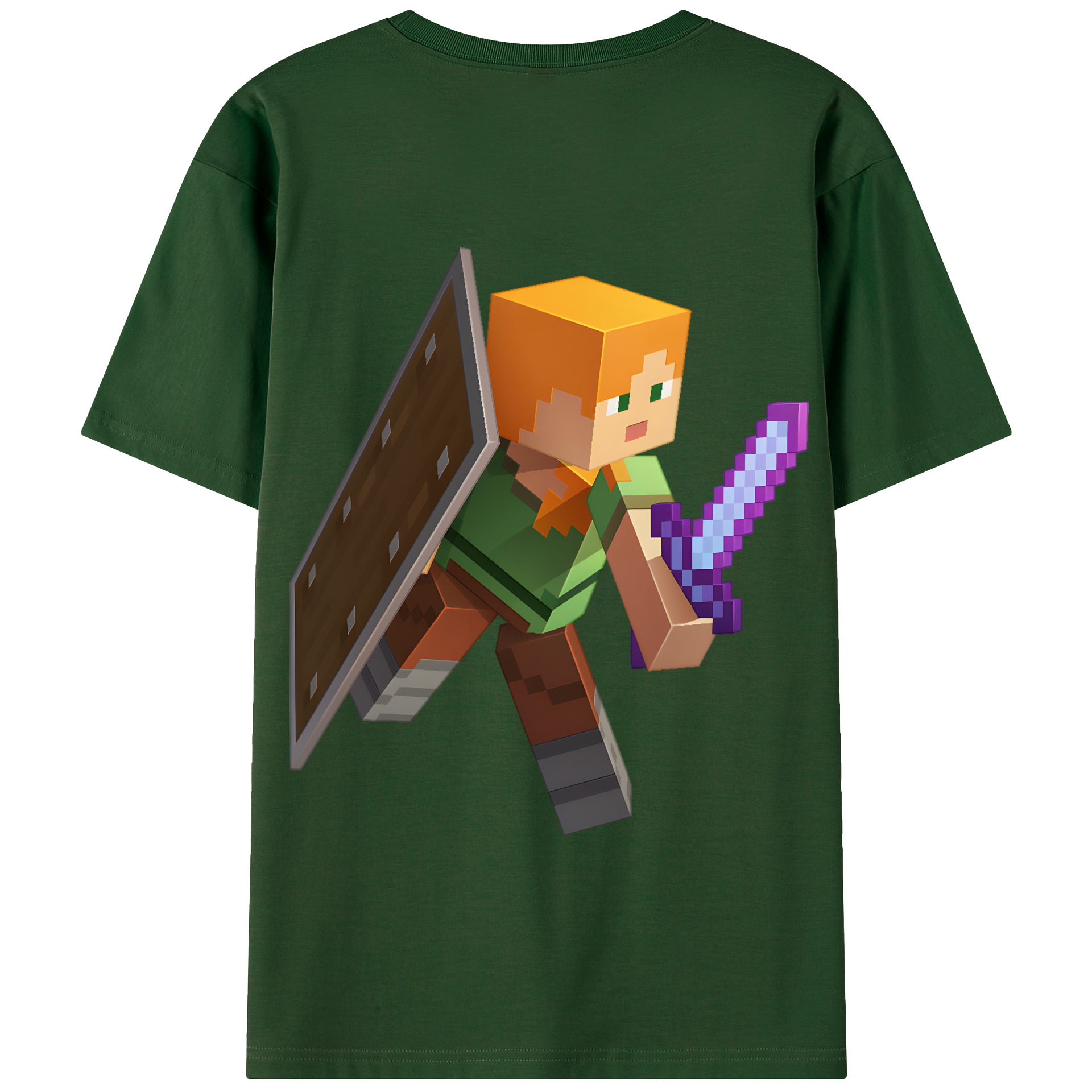 （画像用） マインクラフト ブロックの世界 Minecraft MC Block world 綿100％半袖Tシャツ（背面プリント）